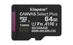 Kingston Canvas Select Plus microSD Memory Card 64GB micSDXC Gen3 100R A1 Single Pack w/o ADP - SDCS3/64GBSP