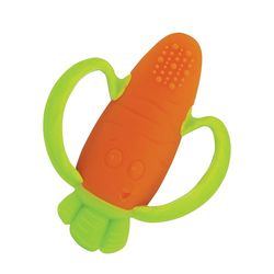 Infantino - Mordedor bebé de silicone em forma de cenoura - brinquedo sensorial - exploração sensorial / alívio dental - alças fáceis de segurar - brinquedo de estimulação sem BPA - 0 meses +
