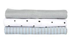 Moltondoeken/flanellen luiers/babyonderleggers (set van 3), 100% natuurlijk katoen - palissade blauw
