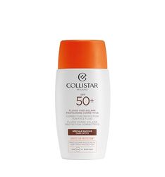 Collistar Płyn słoneczny SPF 50+, krem do twarzy o wysokiej ochronie przeciwsłonecznej, zapobiega plamom, leczy i koryguje plamy słoneczne, lekka tekstura, szybka absorpcja, odpowiedni dla wrażliwej