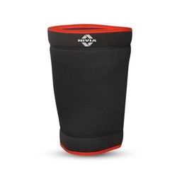 Nivia Orthopedic Slip-in Thigh Support (Black/Red, Size - Small) | Material - Neoprene/Polyester | Pain Relief, Gym, Sports, Exercise, Workout, Cycling