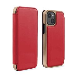 Greenwich BLAKE Lederen Hoesje voor iPhone 13 Compatibel met MagSafe Draadloos Opladen - Flash (Rood) / Goud