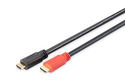 DIGITUS Câble HDMI – avec amplificateur de signal – 30m – Full HD 1080p 60 Hz – compatible avec TV, projecteur, moniteur – contacts plaqués or – noir