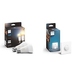 Philips Hue - Bombilla Inteligente, A60 E27, Luz Blanca de Cálida a Fría, Compatible con Alexa y Google Home + Interuptor inteligente, Accesorio para bombillas y lámparas inteligentes Hue