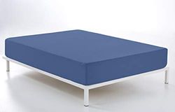 Bajera ajustable color azulón - Cama de 135/140 (alto 28 cm) - 50% algodón / 50% poliéster - 144 hilos