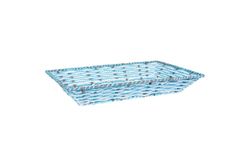 BRAIDED RECTANGULAR BASKET - Grijs, WIT, LICHT BLUE