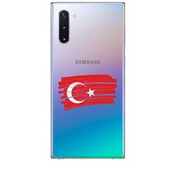 Zokko Beschermhoes voor Samsung Note 10, Turkse vlag, zacht, transparant, zwarte inkt