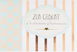 Perleberg Kaart voor geboorte in 11,6 x 16,6 cm - hoogwaardig cadeau voor de geboorte van meisjes en jongens - verjaardagskaart met tekstmotief - geboortekaart met envelop - wenskaart