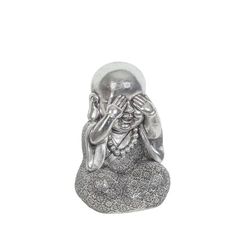 Romimex Decorative Figure Silver Resin Monk Eyes 16 x 22 x 15 cm