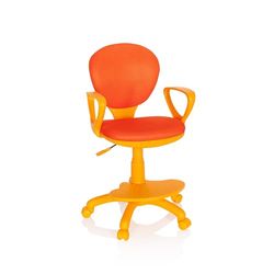 hjh OFFICE 671008 Chaise de Bureau pour Enfant Kid Colour Tissu Orange Fauteuil pivotant avec Repose-Pieds et Assise réglable en Hauteur, Ergonomique