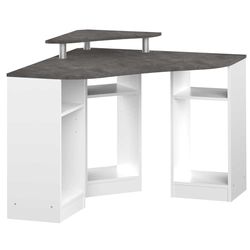 Symbiosis Corner Bureau d'angle Blanc et Effet Béton 94x94x83,4 cm