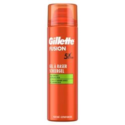 Gillette Fusion Żel do golenia dla mężczyzn z olejkiem migdałowym, dla skóry wrażliwej, X5 działań: Oczyszcza, nawilża, chroni, chłodzi i łagodzi, 6x200ml