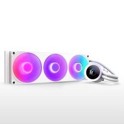 NZXT Kraken Plus 360 RGB – AIO CPU Liquid Cooler – 360mm Radiator – F360 RGB Core Single Frame Fan – Customizable 1.54" Square LCD – AMD® AM5, AM4 – Intel® LGA 1851/1700, 1200/115X – White