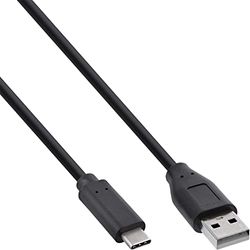 InLine 35733 USB 2.0-kabel, USB typ-C kontakt till A-kontakt, svart, 3 m