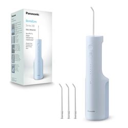 Panasonic Series 300 Hydropulseur Dentaire Ultrasonique EW-DJ27-A303, Jet dentaire, Irrigateur Oral, 200ml, IPX7, 4 Embouts Standard, 5 Réglages de Pression, Accessoire de Voyage, Bleu