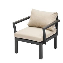 Gartenfreude Fauteuil Ambience Flexible - Armature : Gris foncé/Coussins Beige/WPC : Gris foncé