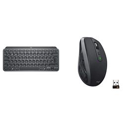 Logitech MX Keys Mini Minimalist Wireless Illuminated Keyboard, Graphite & MX Anywhere 2S Wireless Mouse, Multi-Device, Bluetooth and 2.4 GHz with USB Unifying Receiver, Graphite Black.