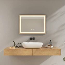 EMKE Miroir Lumineux pour Salle de Bain à LED avec Éclairage + Interrupteur Tactile + Anti-buée + Lumière Naturelle 4300K 70x50cm