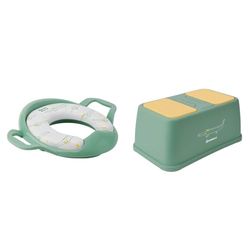 Badabulle Réducteur de Toilette Confort avec poignées, antidérapant et Universel & Marchepied antidérapant, réhausse de 15 cm, 4 Pieds antidérapants et 2 Grandes Zones