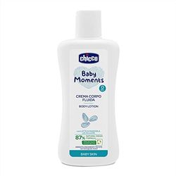 Chicco Baby Moments Crema Corpo Fluida con Latte di Mandorla, Crema Corpo Bambini, con Formula Naturale, 0+ Mesi - 200 ml