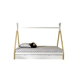 Vipack Lit tipi 90x200 sommier et tiroir Inclus - Blanc