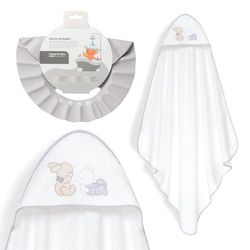Interbaby - Mantello da bagno per bambini + cappello regolabile | Asciugamano con cappuccio 100% cotone, unisex, morbido, asciugatura rapida, ideale per neonati, neonati e bambini piccoli, design orso