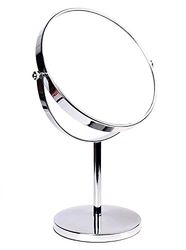 HIMRY 8 Inch Badkamerspiegel, 5x Vergroting Cosmetische Spiegel, Aanrecht Make-up Spiegel, Reisspiegel, Scheerspiegel Dubbelzijdig, Vrijstaand Tafelspiegel Verchroomd, KXD3108-5x