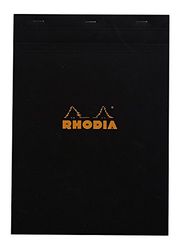 RHODIA 182009C - Stapled Notepad N°18 Black - A4 - Small Squares - 80 Detachable Sheets - 80G Clairefontaine Paper - Soft, Resistant and Waterproof Coated Card Cover - Basics
