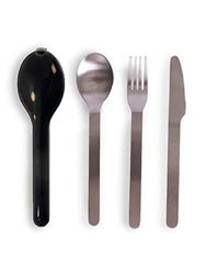 Sagerform To Go bestekset bestaande uit mes, vork en lepel in de kleur zwart/zilver, 18 x 3 x 3 cm, 5018312