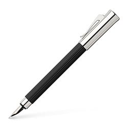 Graf von Faber-Castell Tamitio 141501 Fountain Pen with Fluted Metal Shaft High-Quality Stainless Steel Nib Rhodium-Plated Black