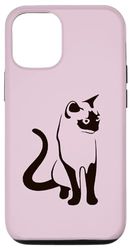 Carcasa para iPhone 14 Pro Arte minimalista de contorno negro tradicional de gato tailandés