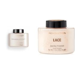 Revolution Beauty London, Loose Baking Powder, Prolongs Makeup Wear, Setting Translucent, For All Skin tones, 32g & Loose Baking Powder, Prolongs Makeup Wear, Setting Lace, For Light Skin tones, 32g