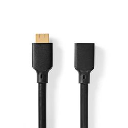 NEDIS Ultra High Speed HDMI™-kabel | HDMI™-connector | HDMI™ vrouwelijk | 8K @60Hz | 48 Gbps | 2,00 m | Rond | 7,9 mm | Zwart | Envelop