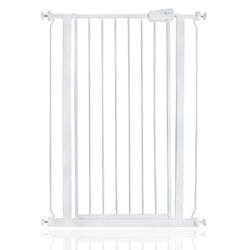 Safetots Porta de segurança de metal extra alta com ajuste à pressão, 75 cm - 82,6 cm, branco, altura de 104 cm, porta de escada extra, porta de bebé extra, fácil instalação