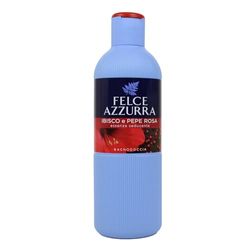 Felce Azzurra - Bagnoschiuma Profumato Pepe Rosa e Ibisco, Bagno Schiuma Detergente Delicato Idratante per Pelle Morbida dalle Note Frizzanti di Zenzero, Bagnodoccia Dermatologicamente Testato, 650 ml