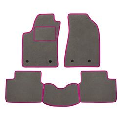 Set Tappetini realizzato per MAZDA 5 7 posti anno dal 2005 al 2010 in Moquette lavabile GRIGI bordo Fucsia +Tappeto Bagagliaio