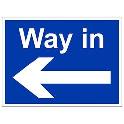 V Safety Way In Arrow Left Grand paysage 400 x 300 mm Panneau de sécurité en aluminium composite 3 mm