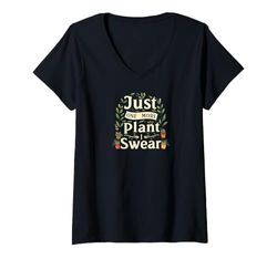Donna Funny Plant Lover Just One More Plant Gardening Maglietta con Collo a V