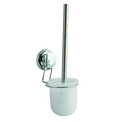 MSV Toilet Brush Holder with Mega Suction Cups Chrome, Chrome