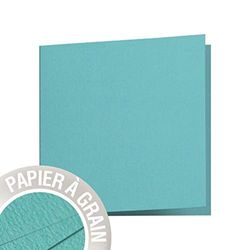 Clairefontaine 28219C - Paquet de 25 Cartes Doubles - Format Carré (16x16cm) - 210g/m² - Coloris Vert d'Eau - Invitation Evènements et Correspondance - Gamme Grain de Pollen - Papier Premium à Grain