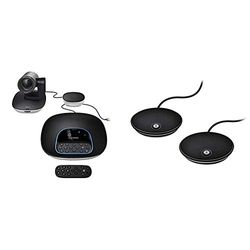 Logitech GROUP videoconferencing system for medium to large meeting rooms + Logitech Group Expansion Microphones for Video and Audio Conferencing