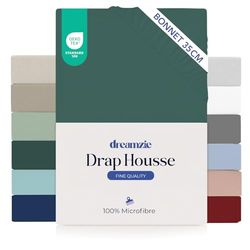Dreamzie Drap Housse 120x200 Bonnet 35 cm pour Matelas Épais - 100% Microfibre - Vert Pétrole, Certifié sans Produits Chimiques (Oeko TEX), Drap Housse avec Élastique Complet