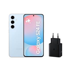 Samsung Galaxy S24 FE 256GB + Cargador - Teléfono Móvil con IA, Smartphone Android, 8 GB RAM, Cámara 50MP, Batería Larga Duración, Libre, Azul (Versión Española)