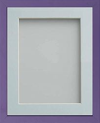 Frame Company Jellybean Range Purple Wooden 14x11 inch Picture Photo Frame with Light Blue Mount for Image 10x7 inch * Choice of Colours & Sizes* Fitted with Perspex