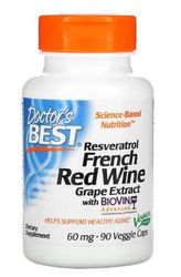 Doctor's Best Extrait de Raisin Rouge Français avec Biovin, 60mg - 90 Gélules Végétales | Soutien Antioxydant