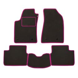 Set Tappetini realizzato per ALFA ROMEO GT JUNIOR ped.alta anno dal 1969 al 1975 in Moquette di velluto GRIGI bordo Fucsia