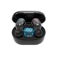 SDFSDF Bluetooth-hörlurar i örat, trådlösa med HiFi Stereoljud, 25 timmars speltid, IPX7 vattentäta 5.0 hörlurar, beröringskontroll bärbart laddningsfodral, svart