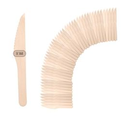 LifeGreen Coltelli Monouso Ecologici, Set da 144 Pezzi, Posate Biodegradabili e Riutilizzabili, Legno bambù