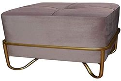 Banqueta Dkd Home Decor Rosa Poliéster Espuma Metal Dorado Madera MDF (42 X 42 X 38 Cm)