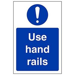 VSafety "Use Hand Rails" Sign, Portret, (Pack van 3)